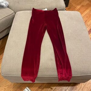 Fabletics Velvet Leggings in Deep Wine Red